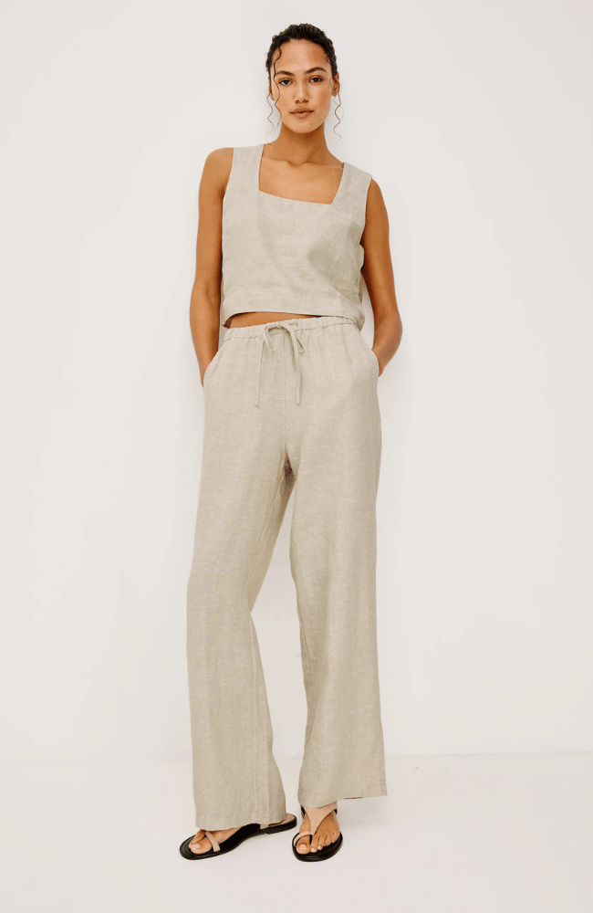 EMMIE PANTS in HEATHERED FLAX-RAILS-FLOW BY NICOLE CANADA