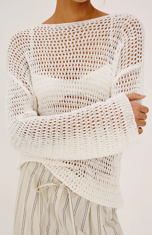 EVANGELINE SWEATER in IVORY-RAILS-FLOW BY NICOLE CANADA