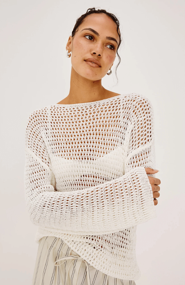 EVANGELINE SWEATER in IVORY-RAILS-FLOW BY NICOLE CANADA