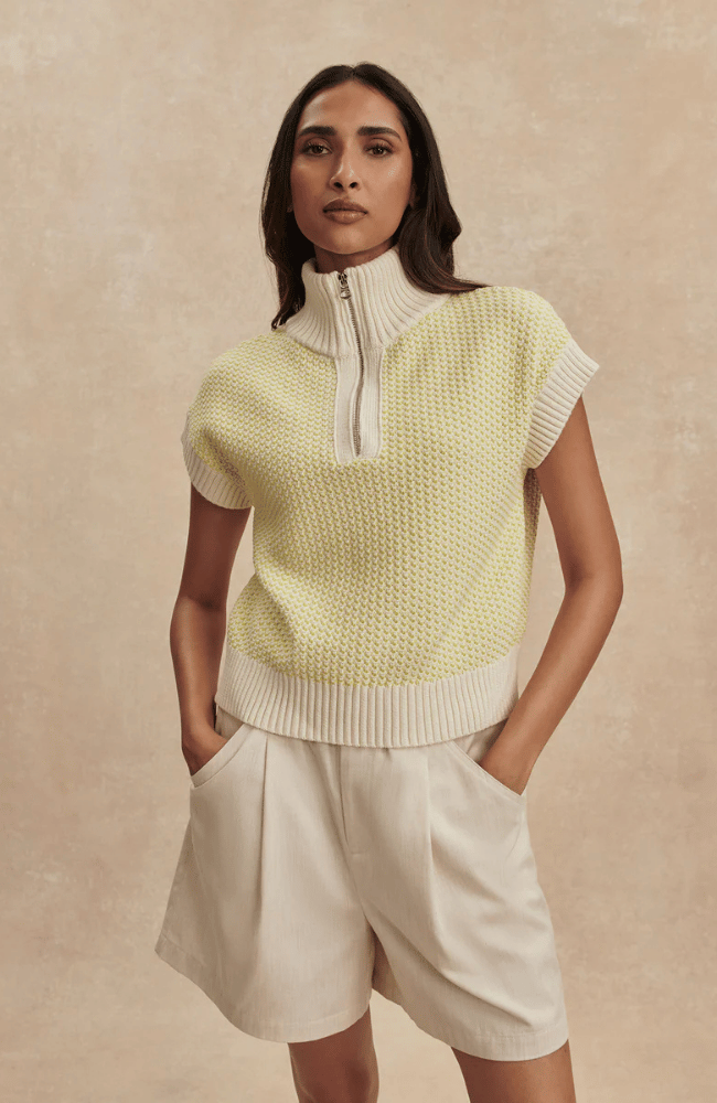 FOWLEY KNIT TOP in SNOW WHITE/LIMEAID-Varley-FLOW BY NICOLE CANADA