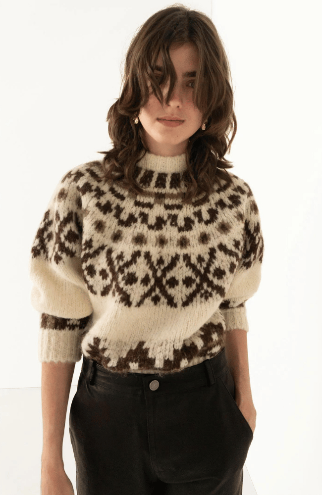 FAIRISLE SWEATER CREAM MULTI-FRAME-FLOW BY NICOLE CANADA