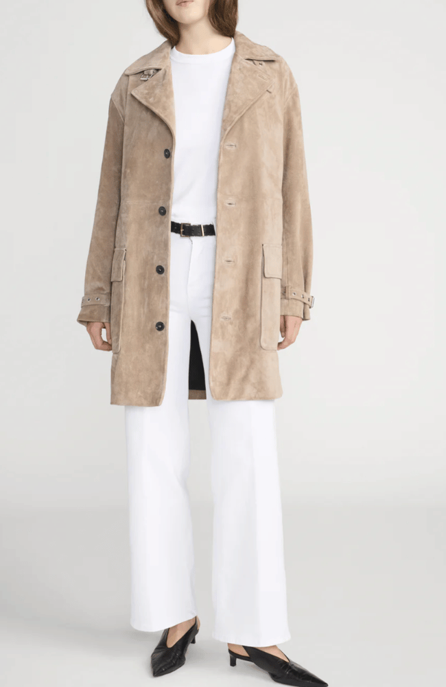 LE SLIM PALAZZO JEAN in WHITE-FRAME-FLOW BY NICOLE CANADA