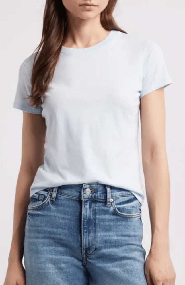 LINEN BABY TEE - LIGHT CHAMBRAY-FRAME-FLOW BY NICOLE CANADA