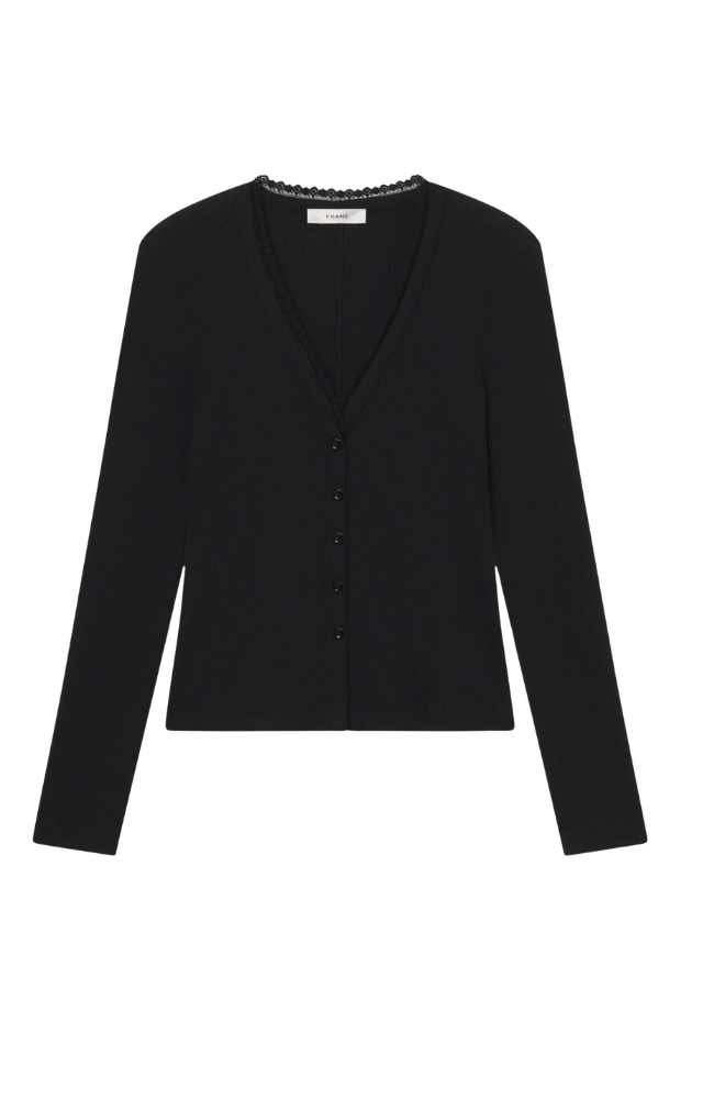 RIB TRIM CARDI in BLACK-FRAME-FLOW BY NICOLE CANADA
