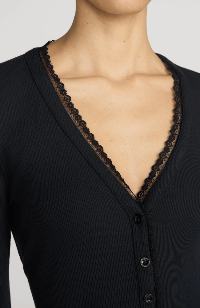 RIB TRIM CARDI in BLACK-FRAME-FLOW BY NICOLE CANADA