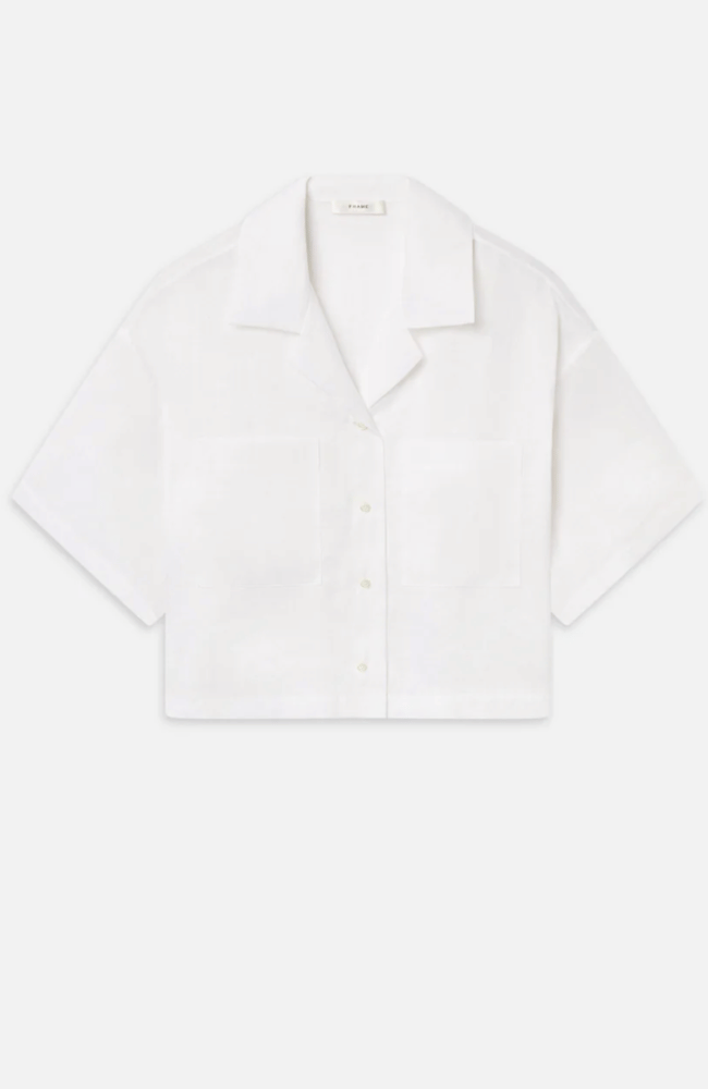 THE LINEN POCKET SHIRT WHITE-FRAME-FLOW BY NICOLE CANADA