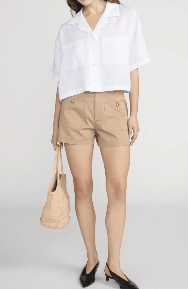 THE LINEN POCKET SHIRT WHITE-FRAME-FLOW BY NICOLE CANADA