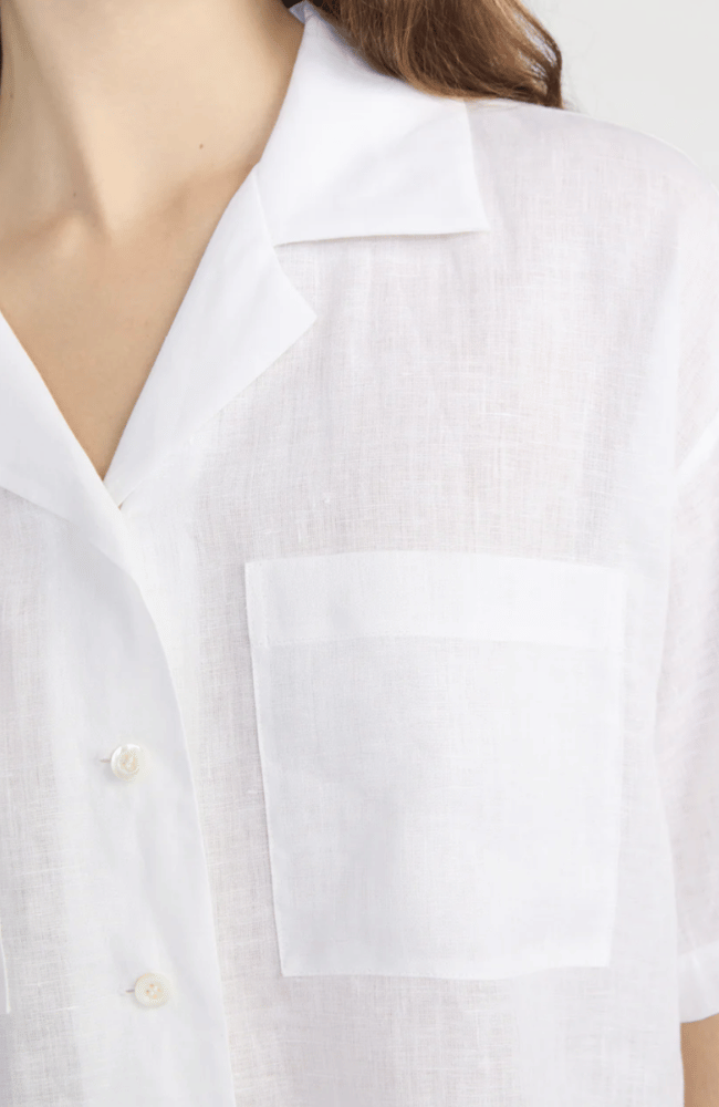 THE LINEN POCKET SHIRT WHITE-FRAME-FLOW BY NICOLE CANADA