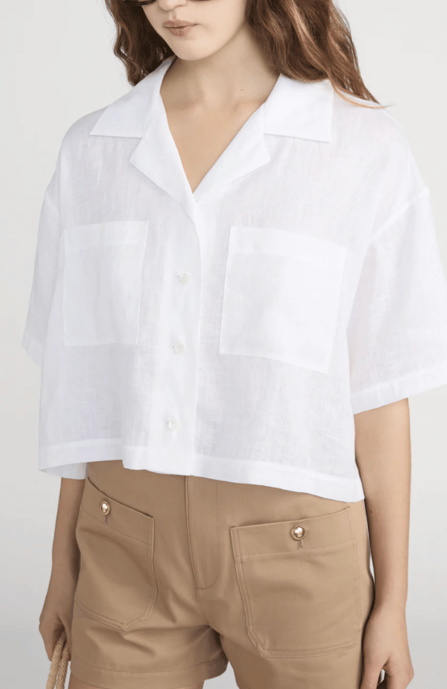 THE LINEN POCKET SHIRT WHITE-FRAME-FLOW BY NICOLE CANADA