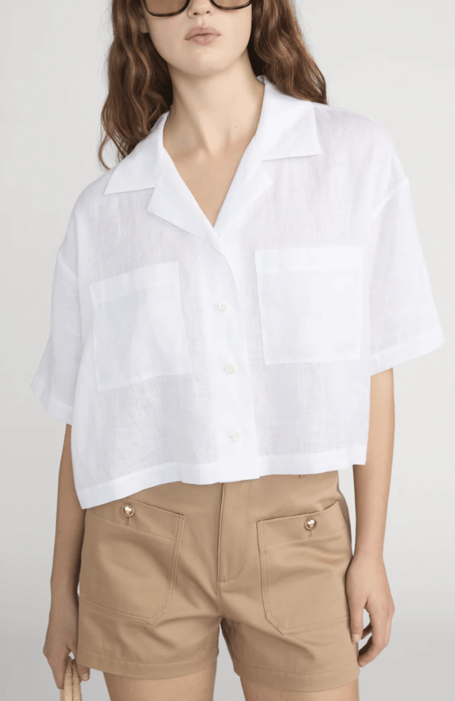 THE LINEN POCKET SHIRT WHITE-FRAME-FLOW BY NICOLE CANADA