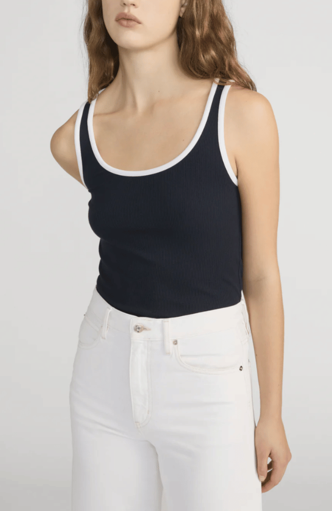THE SPORTY TANK in NAVY-FRAME-FLOW BY NICOLE CANADA