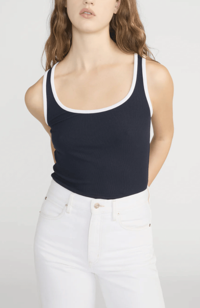 THE SPORTY TANK in NAVY-FRAME-FLOW BY NICOLE CANADA