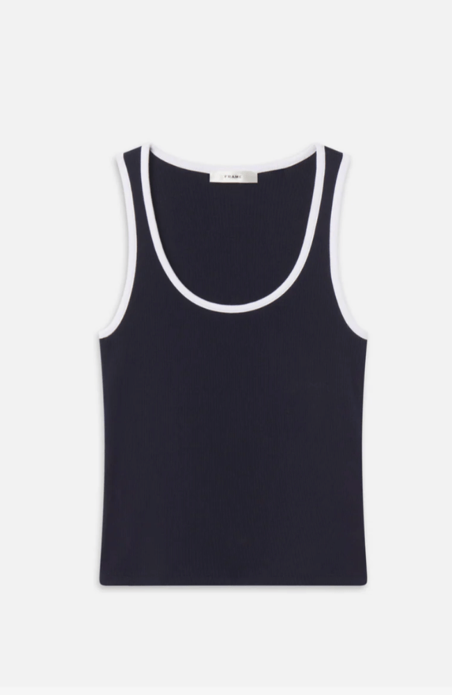 THE SPORTY TANK in NAVY-FRAME-FLOW BY NICOLE CANADA