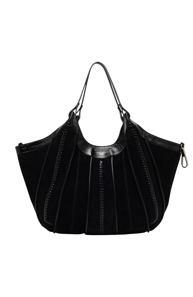 DUA SUEDE HANDBAG in BLACK-GIANNI CHIARINI FIRENZE-FLOW BY NICOLE CANADA