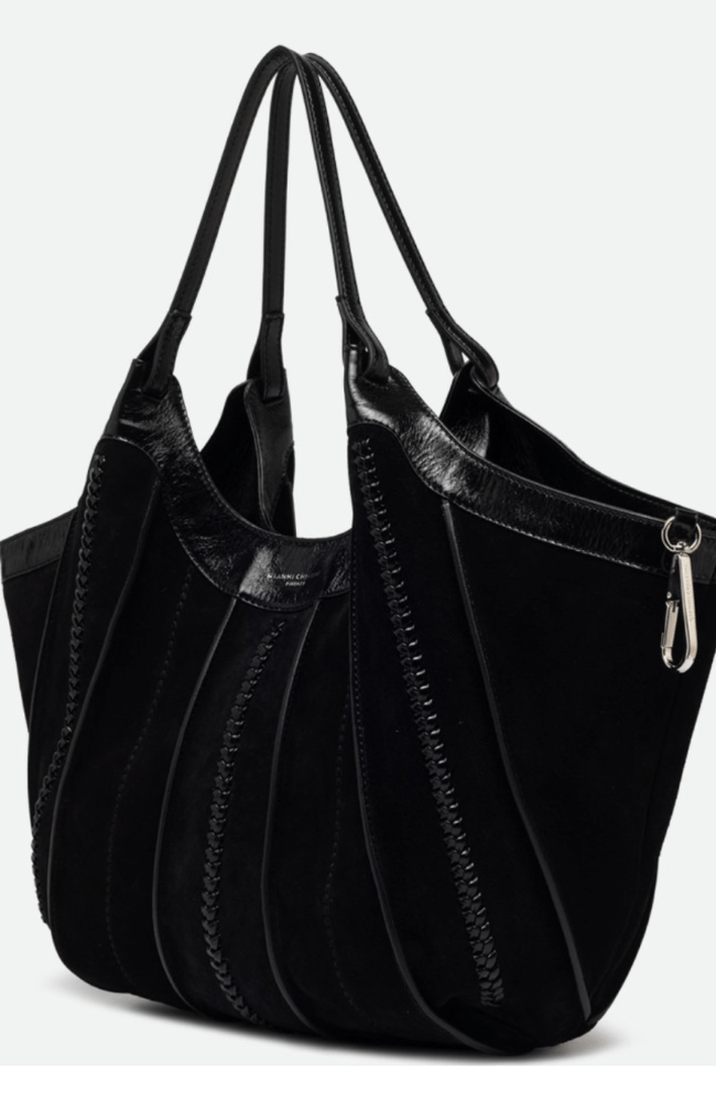 DUA SUEDE HANDBAG in BLACK-GIANNI CHIARINI FIRENZE-FLOW BY NICOLE CANADA