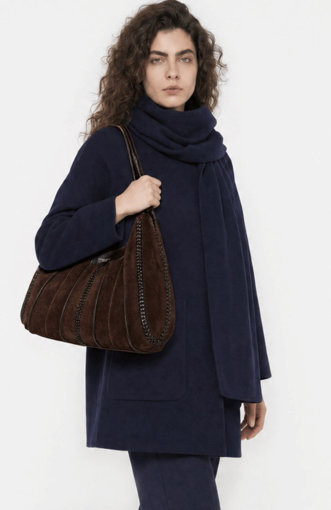DUA SUEDE HANDBAG in ESPRESSO-GIANNI CHIARINI FIRENZE-FLOW BY NICOLE CANADA