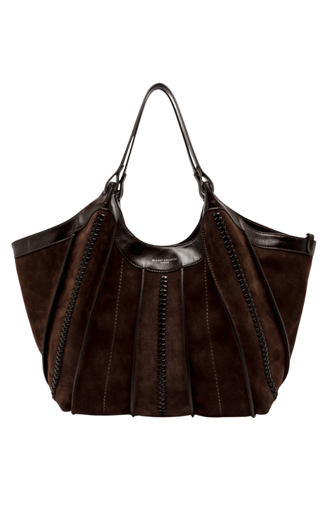 DUA SUEDE HANDBAG in ESPRESSO-GIANNI CHIARINI FIRENZE-FLOW BY NICOLE CANADA