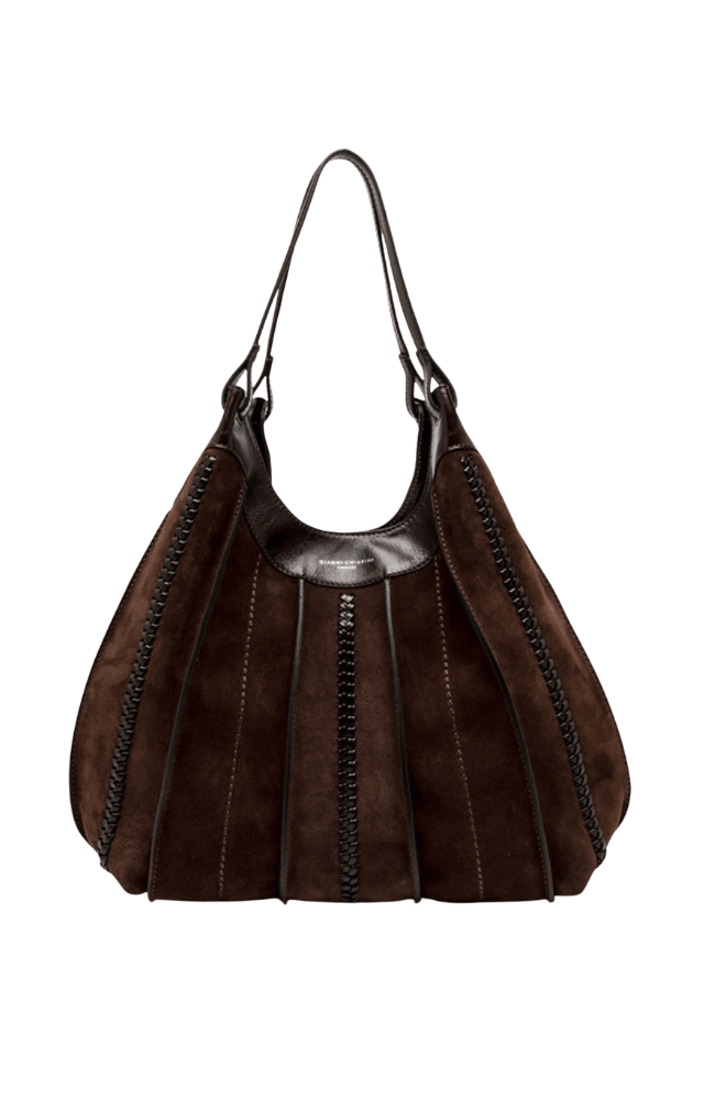 DUA SUEDE HANDBAG in ESPRESSO-GIANNI CHIARINI FIRENZE-FLOW BY NICOLE CANADA