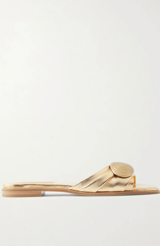 GIGI OYSTER METALLIC LEATHER SLIDE in GOLD-L'AGENCE-FLOW BY NICOLE CANADA