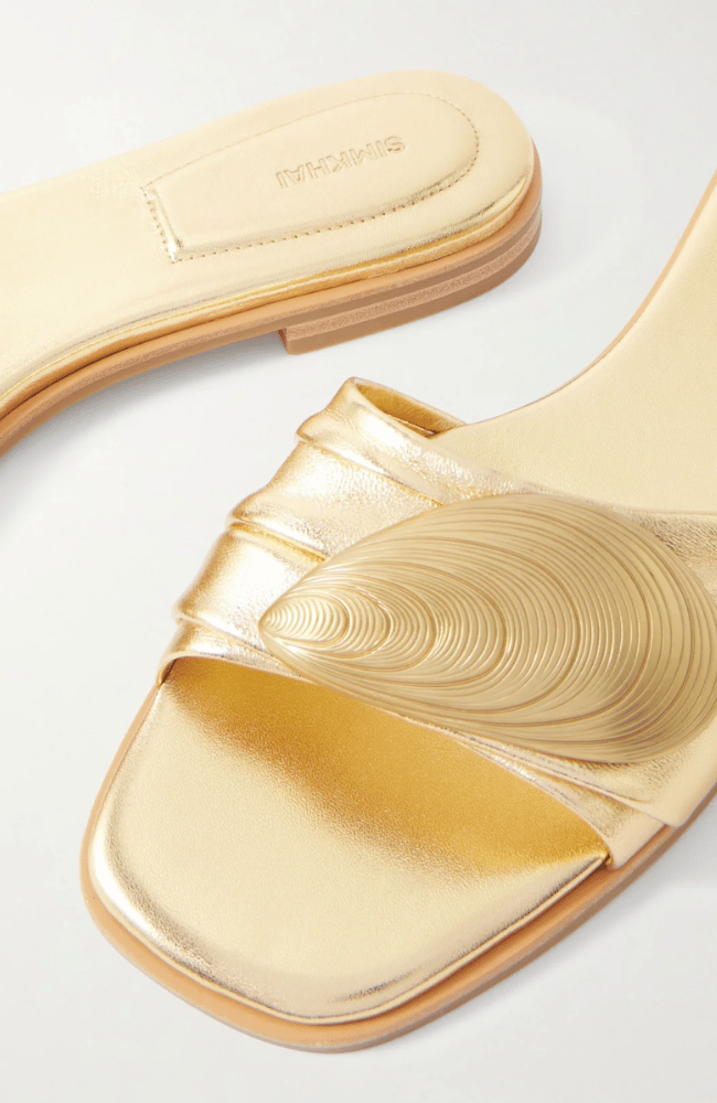 GIGI OYSTER METALLIC LEATHER SLIDE in GOLD-L'AGENCE-FLOW BY NICOLE CANADA