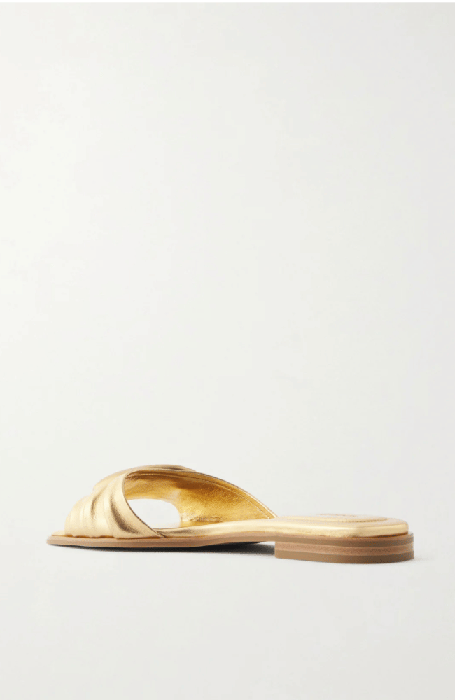 GIGI OYSTER METALLIC LEATHER SLIDE in GOLD-L'AGENCE-FLOW BY NICOLE CANADA
