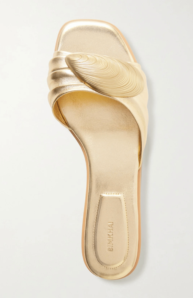 GIGI OYSTER METALLIC LEATHER SLIDE in GOLD-L'AGENCE-FLOW BY NICOLE CANADA