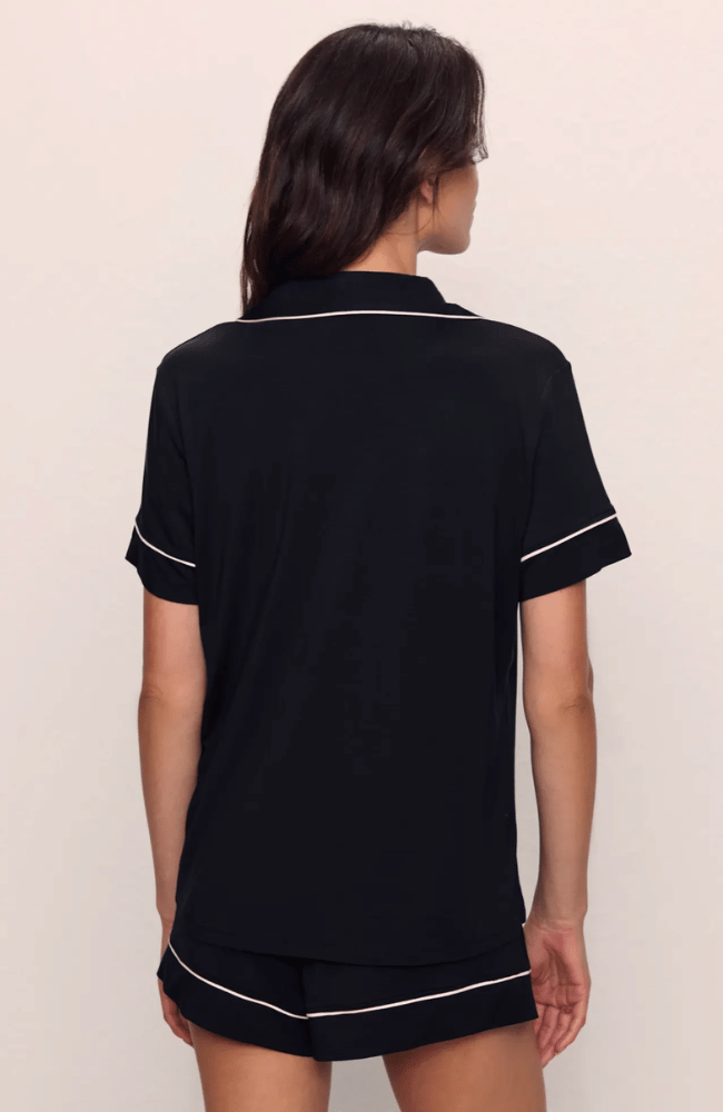 GISELE - THE RELAXED SHORT PJ SET in BLACK/PINK SORBET-EBERJEY-FLOW BY NICOLE CANADA