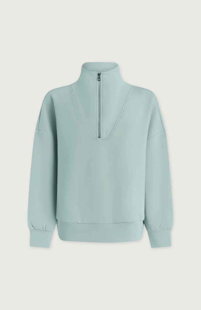 HAWLEY HALF ZIP SWEAT in PORCELAIN BLUE-Varley-FLOW BY NICOLE CANADA