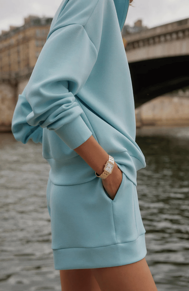 HAWLEY HALF ZIP SWEAT in PORCELAIN BLUE-Varley-FLOW BY NICOLE CANADA