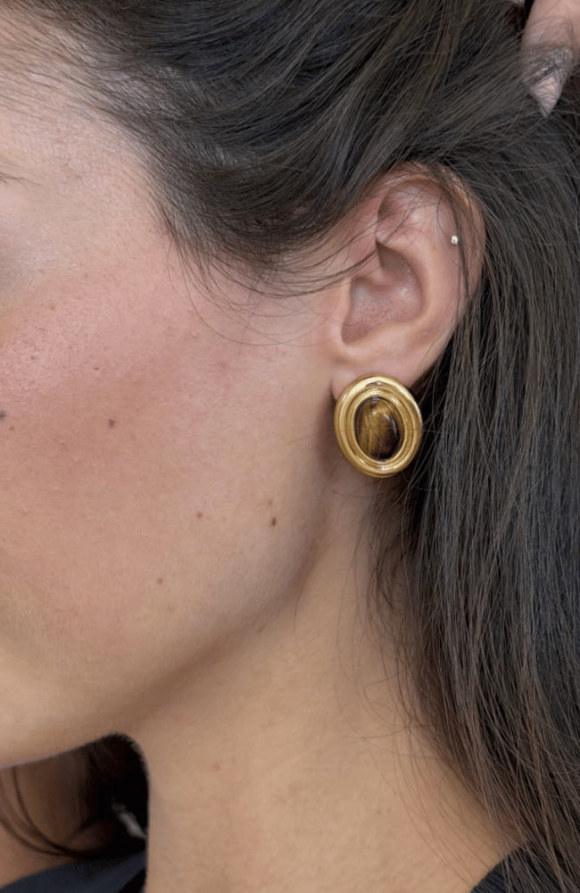 PRIZE EARRINGS in TIGER EYE-HEAVEN MAYHEM-FLOW BY NICOLE CANADA