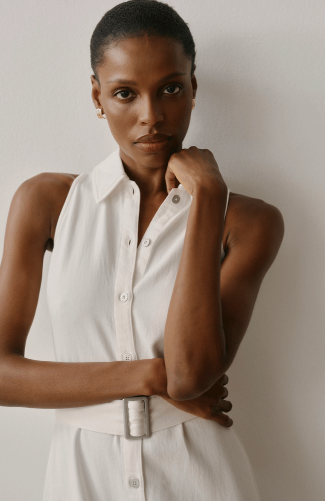 HELENA DRESS MIDI in WHITE AURA-DL1961-FLOW BY NICOLE CANADA