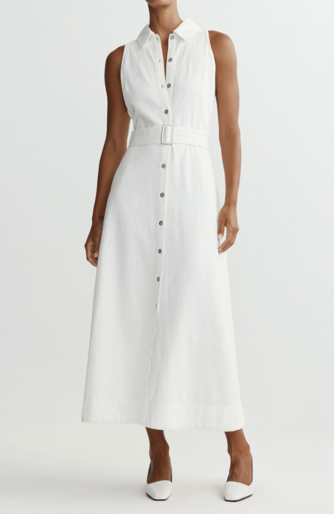 HELENA DRESS MIDI in WHITE AURA-DL1961-FLOW BY NICOLE CANADA