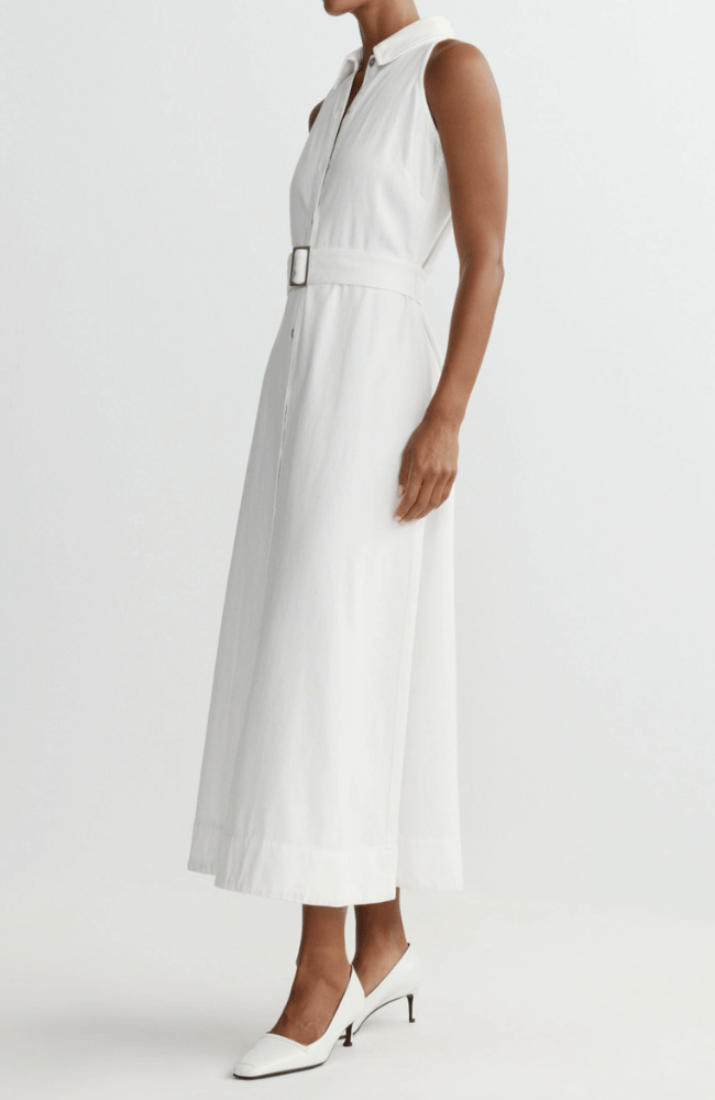 HELENA DRESS MIDI in WHITE AURA-DL1961-FLOW BY NICOLE CANADA
