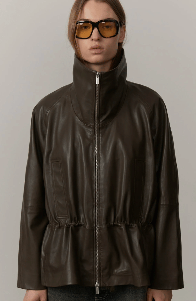 OSCAR LEATHER JACKET in EARTH-HERSKIND-FLOW BY NICOLE CANADA