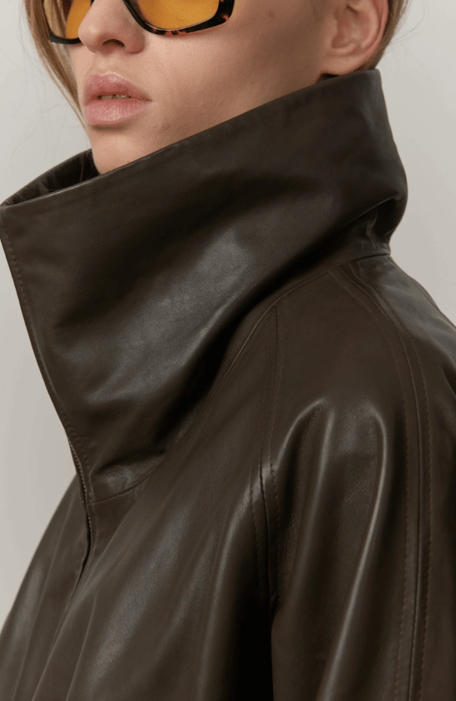 OSCAR LEATHER JACKET in EARTH-HERSKIND-FLOW BY NICOLE CANADA
