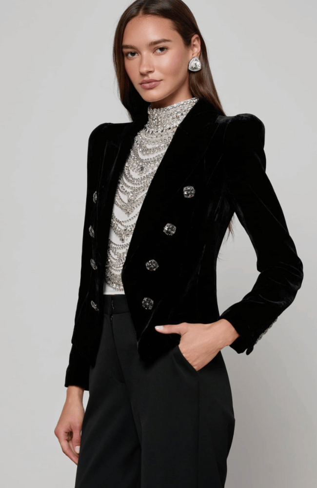 BETHANY VELVET BLAZER in BLACK-L'AGENCE-FLOW BY NICOLE CANADA