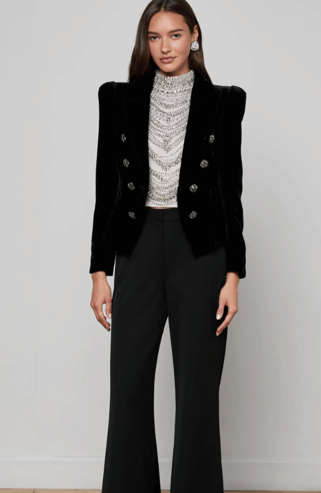 BETHANY VELVET BLAZER in BLACK-L'AGENCE-FLOW BY NICOLE CANADA