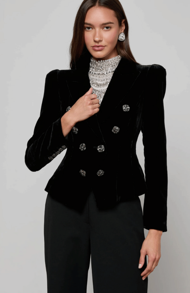 BETHANY VELVET BLAZER in BLACK-L'AGENCE-FLOW BY NICOLE CANADA
