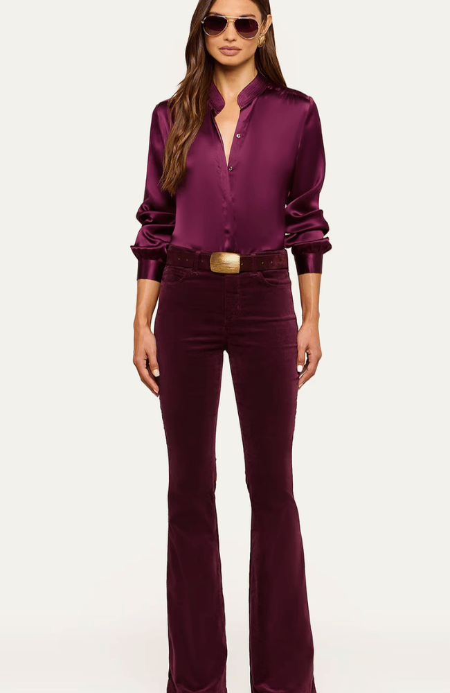 BIANCA SILK BLOUSE in DARK PLUM-L'AGENCE-FLOW BY NICOLE CANADA