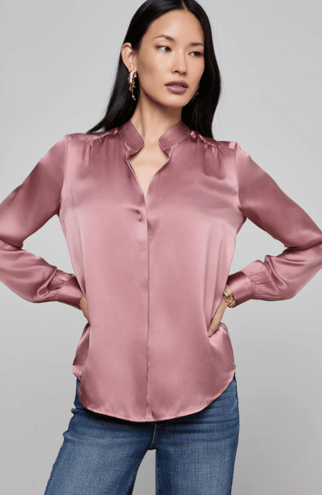 BIANCA SILK BLOUSE in MAUVE ROSE-L'AGENCE-FLOW BY NICOLE CANADA