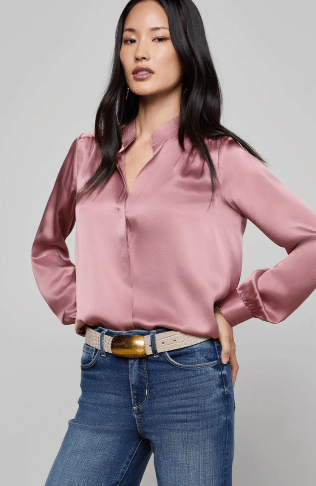 BIANCA SILK BLOUSE in MAUVE ROSE-L'AGENCE-FLOW BY NICOLE CANADA