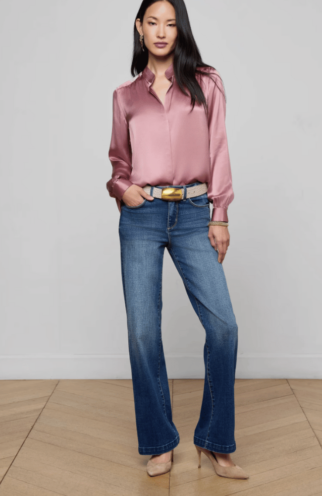 BIANCA SILK BLOUSE in MAUVE ROSE-L'AGENCE-FLOW BY NICOLE CANADA