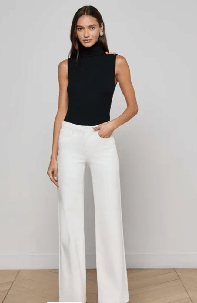 CECI SLEEVELESS TURTLENECK in BLACK GOLD
