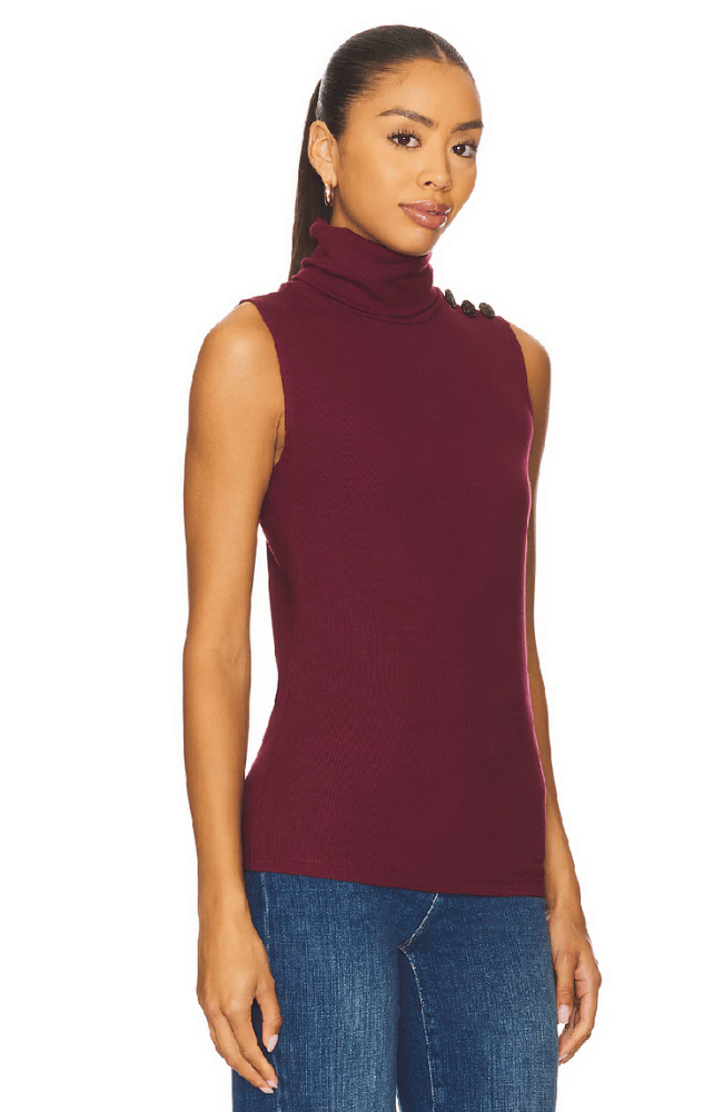 CECI SLEEVELESS TURTLENECK in DARK PORT-L'AGENCE-FLOW BY NICOLE CANADA