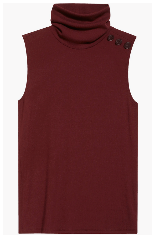 CECI SLEEVELESS TURTLENECK in DARK PORT-L'AGENCE-FLOW BY NICOLE CANADA