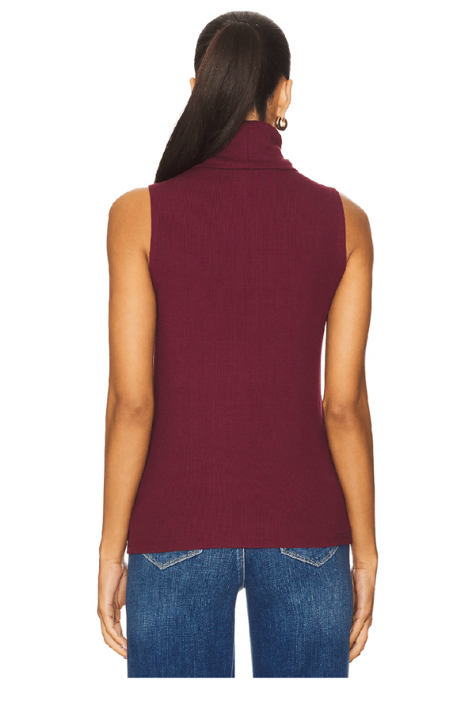 CECI SLEEVELESS TURTLENECK in DARK PORT-L'AGENCE-FLOW BY NICOLE CANADA
