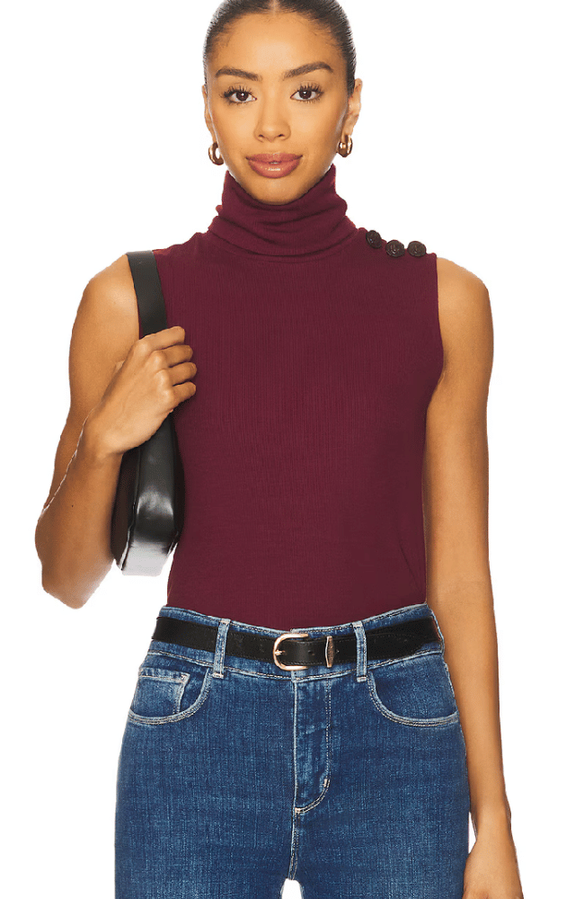 CECI SLEEVELESS TURTLENECK in DARK PORT-L'AGENCE-FLOW BY NICOLE CANADA