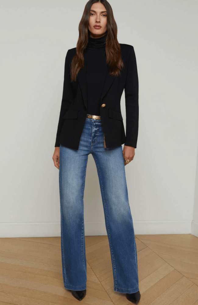 CHAMBERLIAN KNIT BLAZER in BLACK-L'AGENCE-FLOW BY NICOLE CANADA