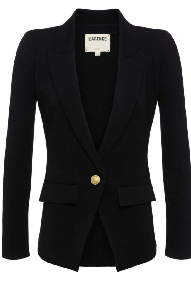 CHAMBERLIAN KNIT BLAZER in BLACK-L'AGENCE-FLOW BY NICOLE CANADA