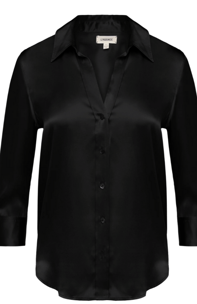 DANI SILK BLOUSE in BLACK-L'AGENCE-FLOW BY NICOLE CANADA